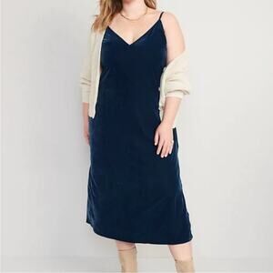NWT old navy blue velvet maxi dress size M